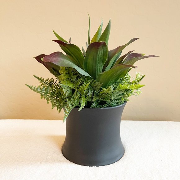 Faux Greens Greenery Tabletop Decor in Gray Pot Fake Plant - Picture 3 of 7